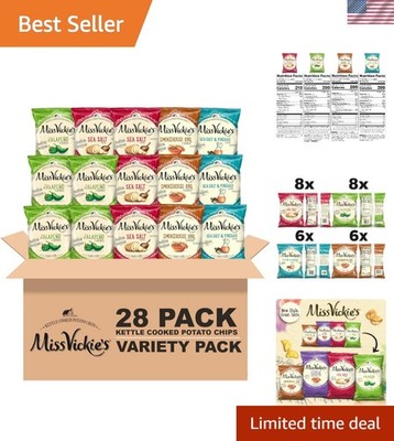Extra Crunchy Miss Vickie's Kettle Cooked Potato Chips, Variety Pack of 28 Bags
