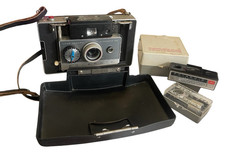 Vintage Polaroid Automatic 100 Land Camera w/ Case, Self Timer, Attachment 60s