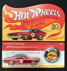 2018 Hot Wheels 50th Anniv. Custom 67 Mustang on Retro Card W/Button Mint Card