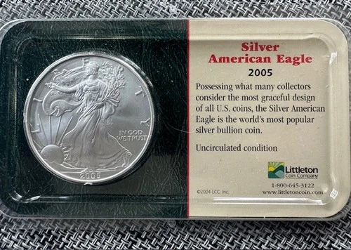 2005 Uncirculated American Silver Eagle - Littleton Holder