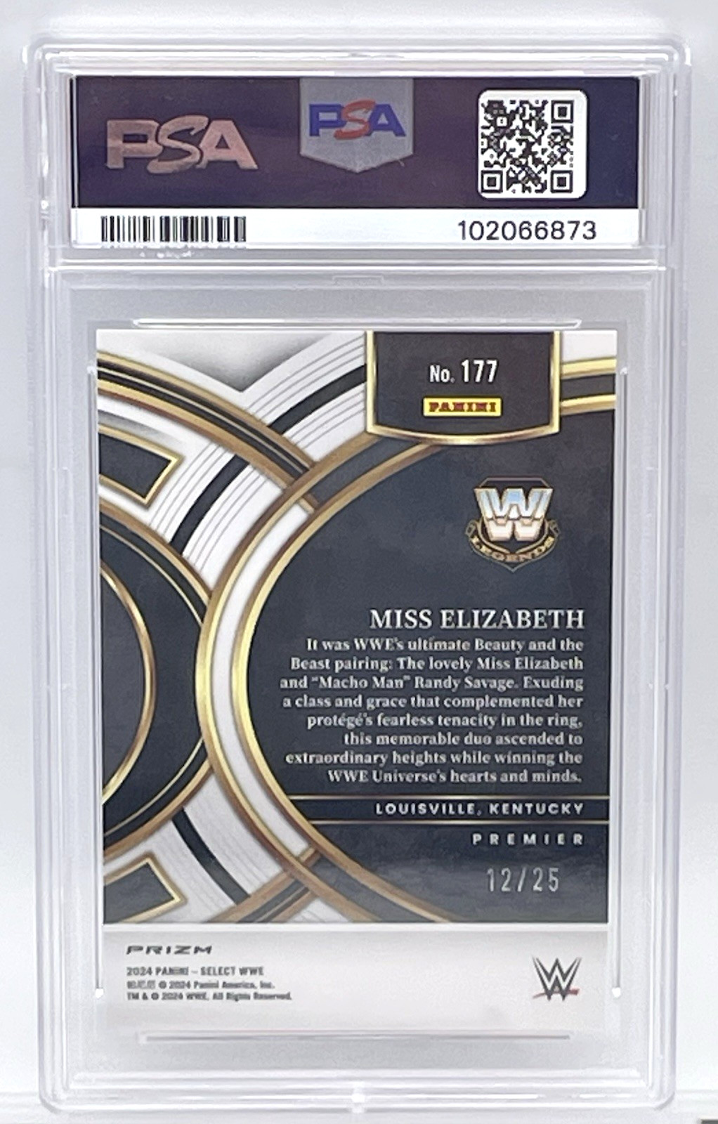 MISS ELIZABETH - 2024 PANINI WWE SELECT PREMIER TIE-DYE PRIZM #12/25 - PSA 10 view 3