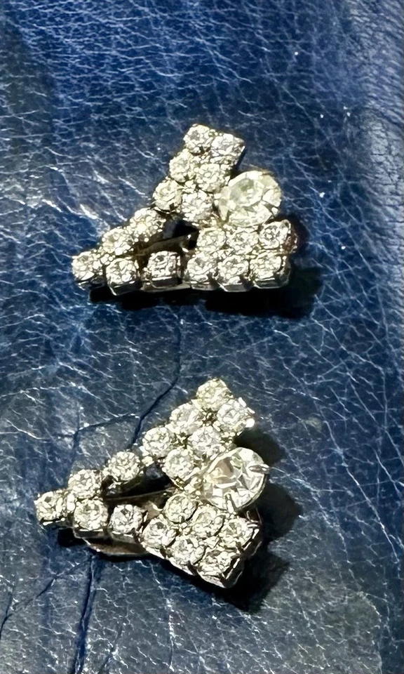 Pinzas para zapatos vintage pequeñas de diamantes de imitación marcadas S.G. DOR PAT PEND retro Art Nouveau Foto 3 de 4