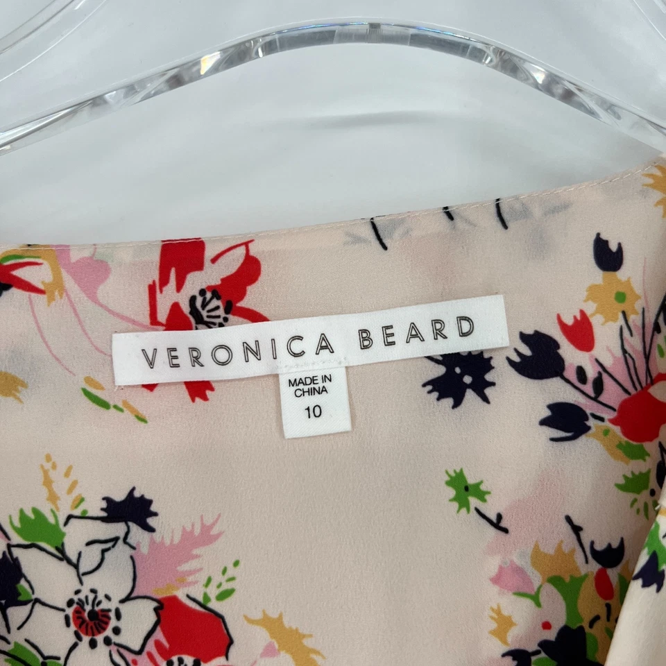 Veronica Beard Top Womens 10 Silk Floral Tie Front Workwear Cottagecore Feminine - Image 3 of 4