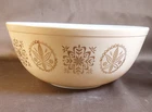 Vintage Pyrex 4 Qt. Tan Gold Hex Signs Promotional Mixing Bowl 1960s Beige 404