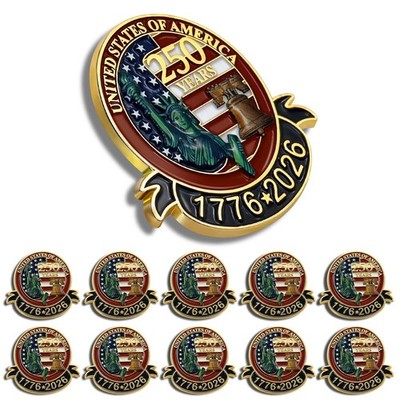 250 Anniversary USA Lapel Pin 10Pcs 1.3inch Enamel US Patriot Collectible Acc...