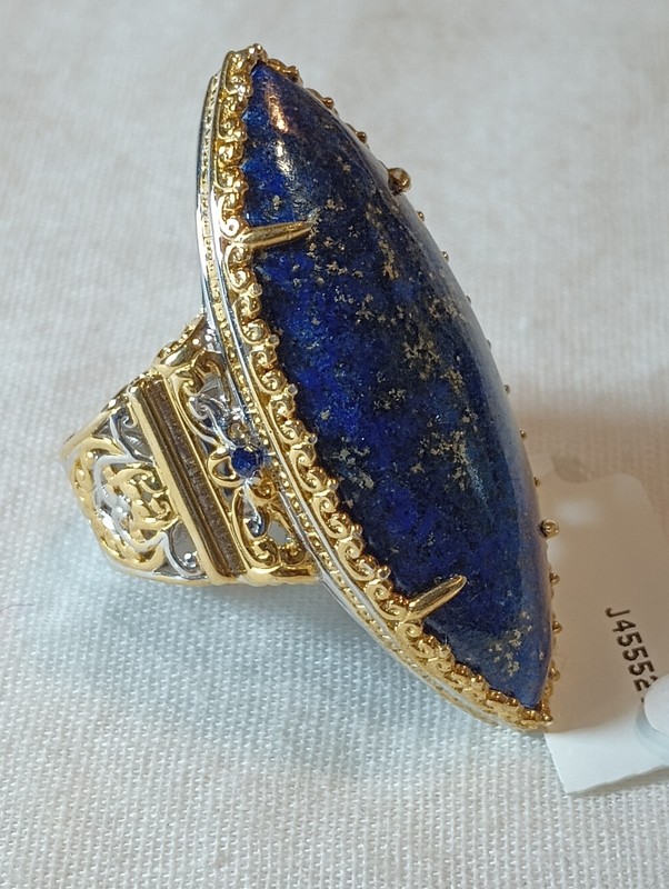 Bold Beautiful Gems en Vogue 40x15 mm Lapis Lazuli/Sapphire Silver 925 Ring NIB