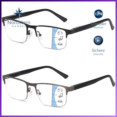 Gleitsichtbrille Herren 2er Pack Halbrahmen Multifokal Metall mit