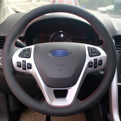 Genuine Leather Car Steering Wheel Cover Wrap for Ford Explorer / Taurus/ Edge