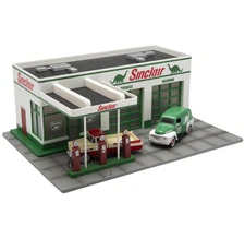 O Gauge 1:48 Scale Sinclair Gas Station  Assembled Light-Up Model Train Building