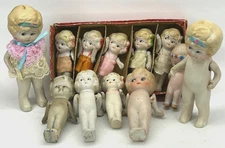 Antique Bisque Baby Doll Jointed Arms Porcelain Lot of 12 Japan Antique
