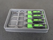#bm487 Snap-on Tools SGASA204CG USA GREEN Mini Soft Grip Awl Hook Pick Set