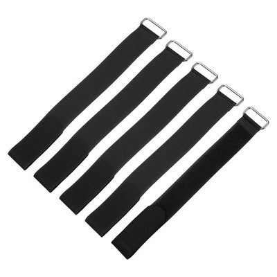 5Pcs Battery Tie Down Straps 1x10'' Nylon Hold Down Hook Loop Straps, Black