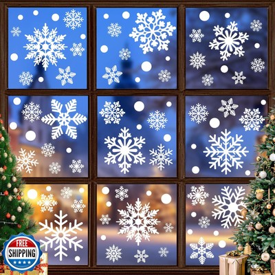 116PCS Christmas Decorations, 9 Sheets Christmas Window Clings, Snowflake Win