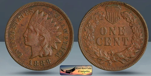 1888 Indian Head Cent, Penny, Uncirculated Condition, Brown, Ryan's Coins, C8457