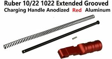 Ruger 1022 10-22 Extended Grooved Round Charging Handle RED Anodized Aluminum