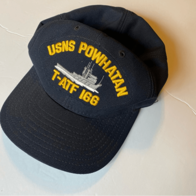 US Navy Veteran blue black cap Embroidered USNS POWHATAN T-ATF I66
