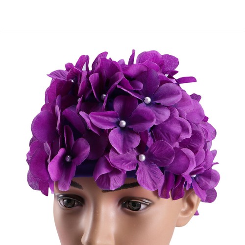 Deckel Damen Badekappe Petal Retro Lila Blumen Schwimmen Hut Swim Caps - Bild 2 von 10