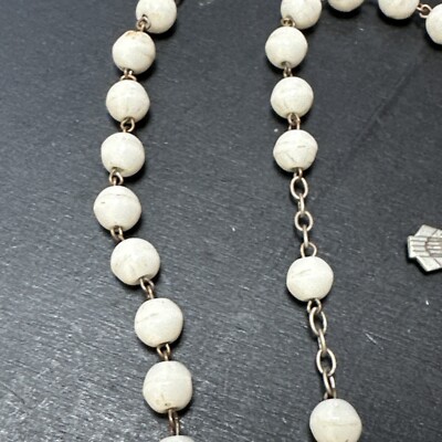 Ancien Collier Chapelet Art Déco – Métal Argenté – Bijou Créateur Art Nouveau CH01