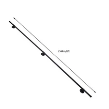 8 FT Iron Handrail for Steps Stair Railing Hand Rail Kit Black Outdoor Indoor US