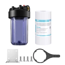 10 Inch Big Blue Clear Whole House Water Filter Housing & 10" x 4.5" PP Sediment