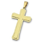 Cross Pendant, 3.4 grams, 1.5" long Solid 10K Yellow Gold Diamond Cut Mens