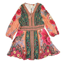 NWT FARM Rio x Anthropologie Topanga Mini in Floral Print V-Neck Dress L $180