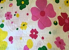 70s Flower Power Duvet Cover Hippie  Boho Chic Flowers Pink Yellow Seersucker