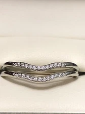 New Set Of Stuller White Gold Curved Contour 13 stone Diamond Bands Ring Guard