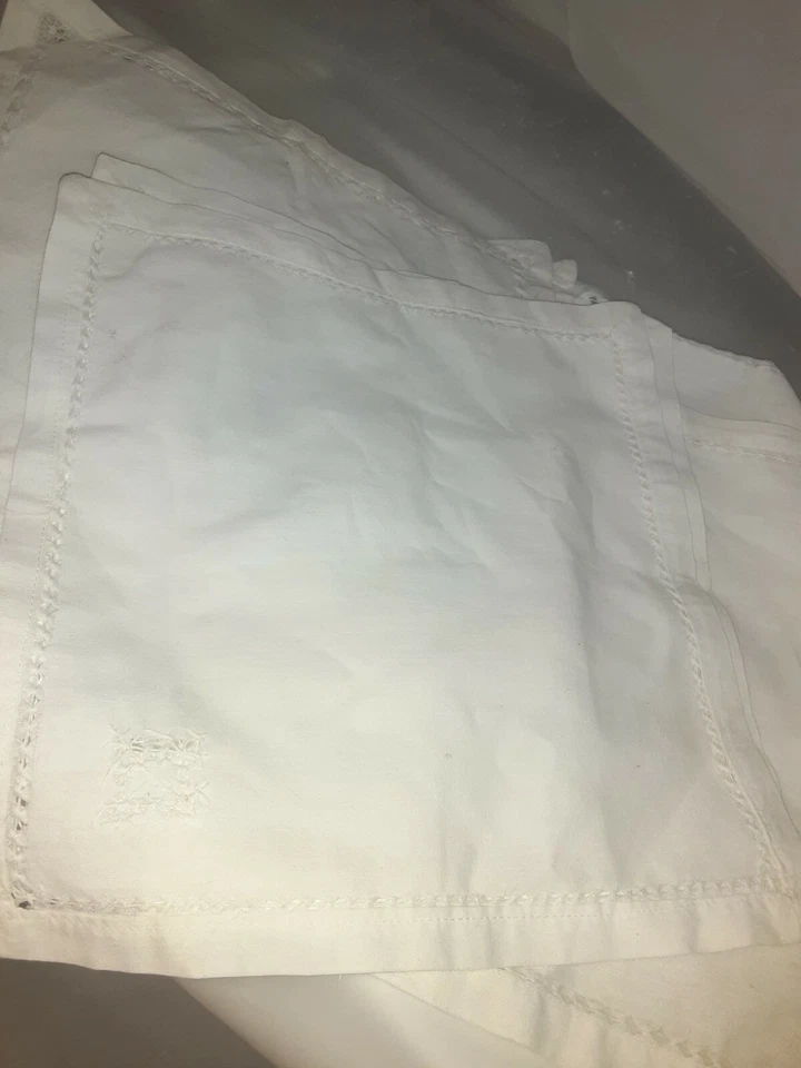 Lote de 6 pañuelos vintage cosidos 10 x 10 trabajo enrollado a mano bordado Foto 2 de 4