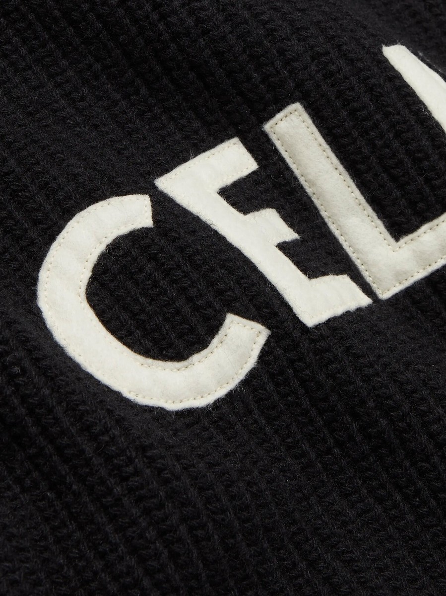 Authentic CELINE HOODED SWEATER IN RIBBED WOOL BLACK XS SIZE