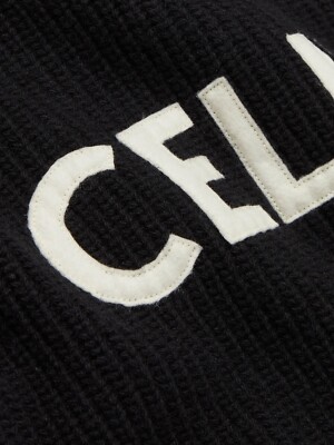 Authentic CELINE HOODED SWEATER IN RIBBED WOOL BLACK XS SIZE