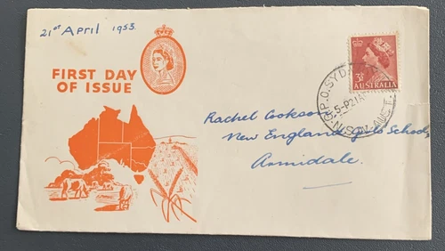 Australia FDC 1953 31/2d  Postage Stamp