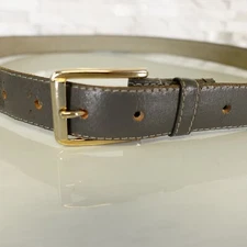 VINTAGE Belt Womens Medium Gray Leather Basic Work Dress Genuine Handcrafted USA