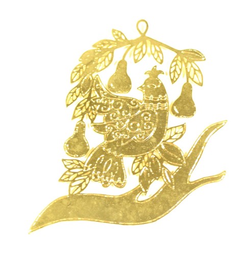 Brass Gold Plated Etched Partridge in a Pear Tree Christmas Ornaments GIFTS - Picture 2 of 6