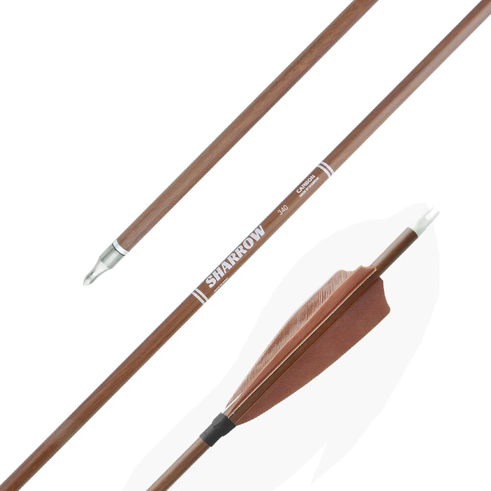 31 Zoll Pure Carbonpfeile Spine 500 Naturfedern Holzfarbe Recurve Bogenschießen - Image 4 of 4