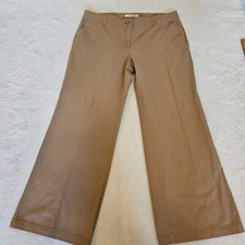 Talbots Chino Pants Khaki Flat Front Boot Cut Size 14P Womens