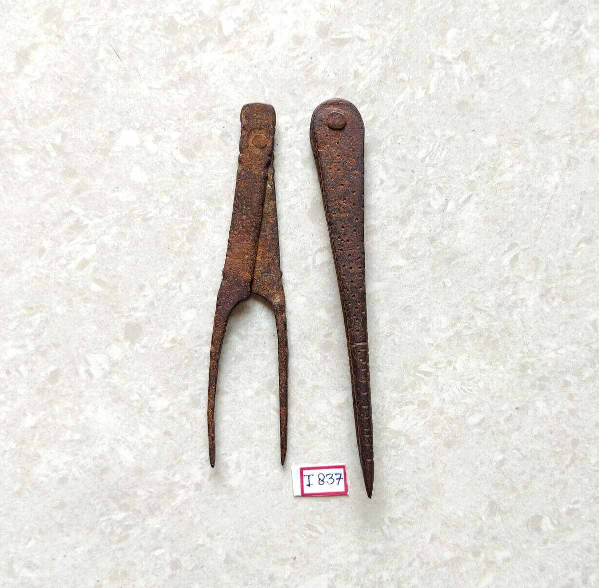 19c Antique Primitive Handmade Iron Tool Old Collectible 2Pcs I837