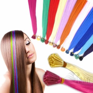 Bunte Haarstrahnen 50x Bunte Haare 10 Farben Microring Extensions Kunsthaar Ebay