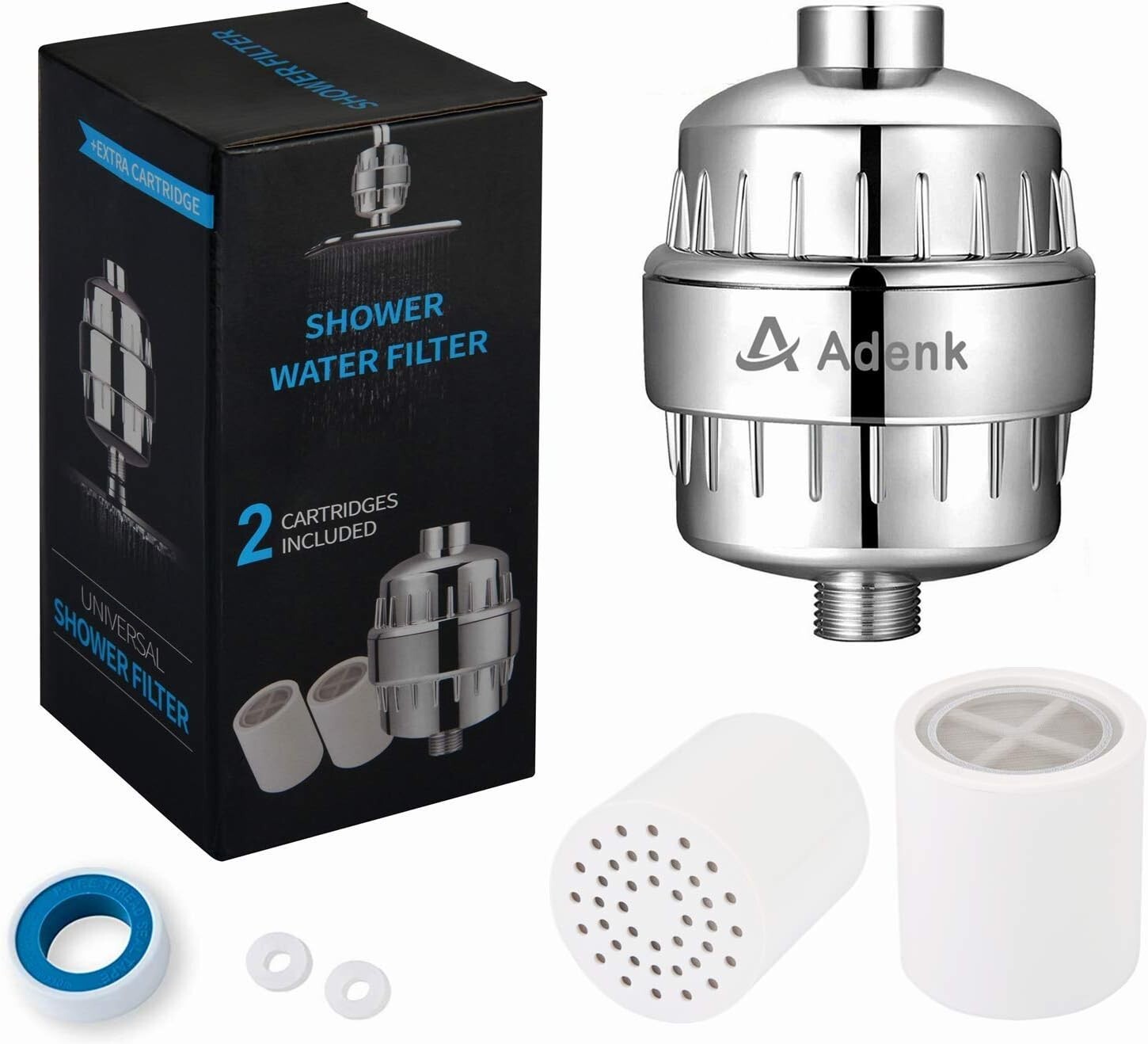 High Output Shower Filter with Replaceable 15-Stage Softening Cartridge