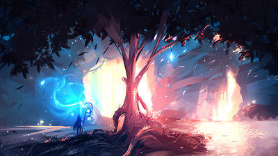 Landscape  art ryky wizard trees Custom Gaming Mat Desk