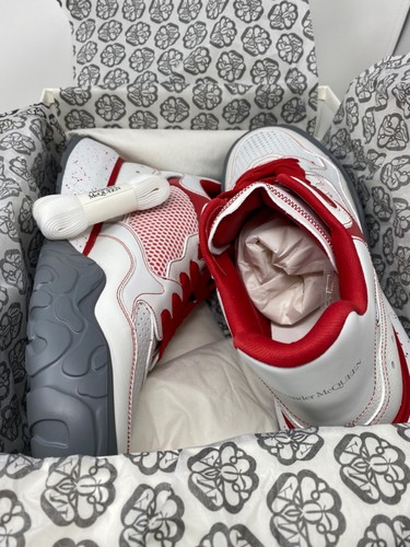 $850 Men's Alexander McQueen Court Sneakers White Red High 705122WIBI5 46 13 - Picture 6 of 22