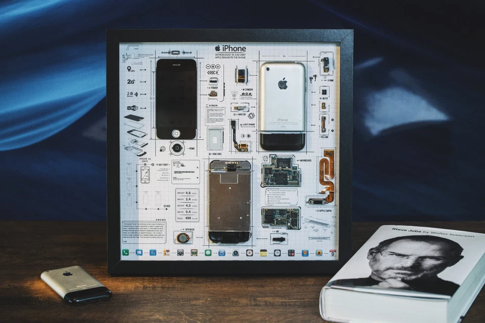 iPhone Teardown Art,Framed iPhone 1st Gen Disassembled,Wall Decor, Gift for Him. - Image 4 of 4