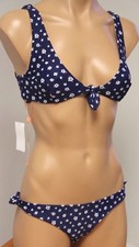 NWT Minkpink Swim Swimsuit Bikini 2pc Set Size S Navy Floral Front Tie Side