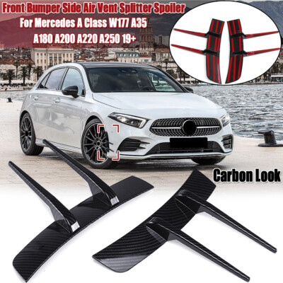 Carbon Style Front Bumper Spoiler Air Intake Cover For Benz A-Class W177 A35 AMG