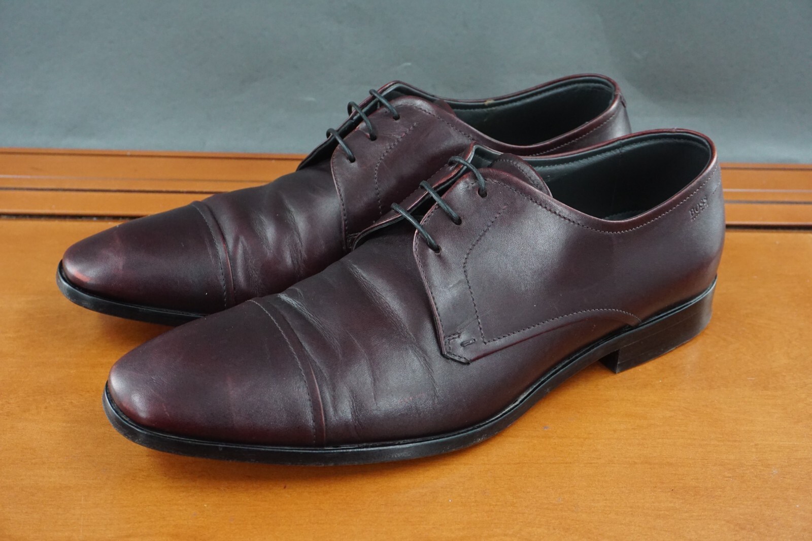 SAOLA Scarpe eleganti Hugo Boss uomo taglia 9 pelle marrone stringate punta cappuccio derby