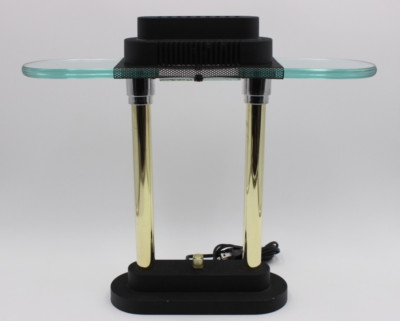 Robert Sonneman Glass & Brass Bankers Desk Lamp Memphis Postmodern