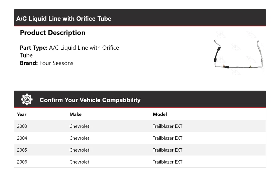 For 2003-2006 Chevrolet Trailblazer EXT AC Liquid Line w/ Orifice Tube 4 Seasons - Image 2 of 4