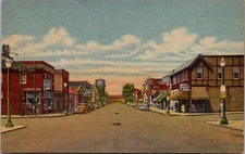 Two Harbors, MN First Avenue Looking West Postcard Linen Era