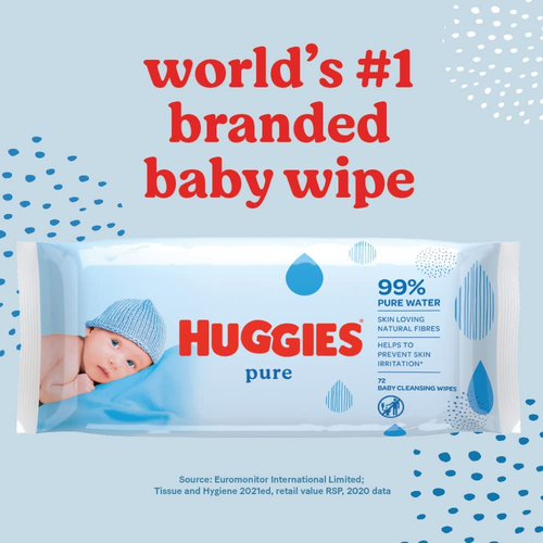 Huggies Pure, Baby Wipes, 12 Packs (672 Wipes Total) - Natural Wet Wipes for Sen - Picture 3 of 8