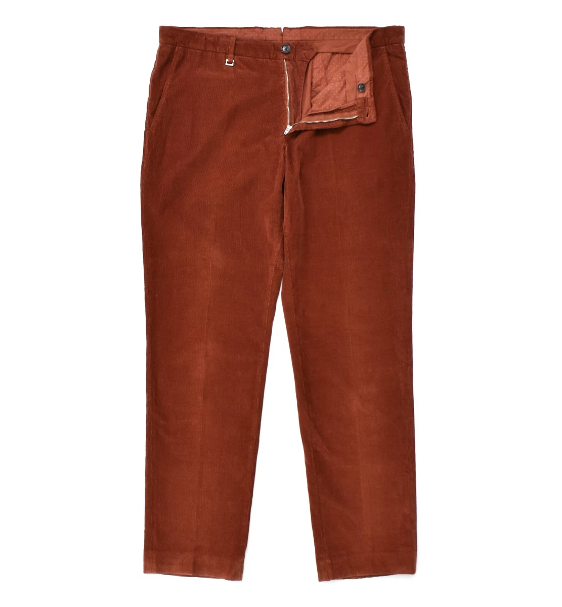 ERMENEGILDO ZEGNA Men s Brown Slim Fit Corduroy Pants Cotton Size